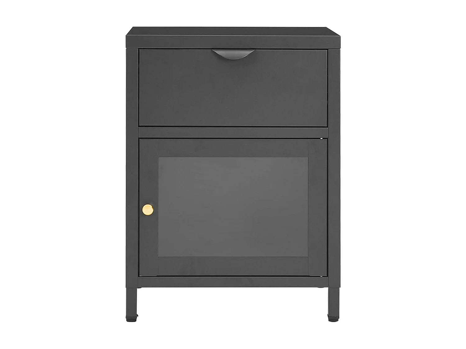 Mesa de cabeceira 40x30x54,5 cm vidro e aço antracite