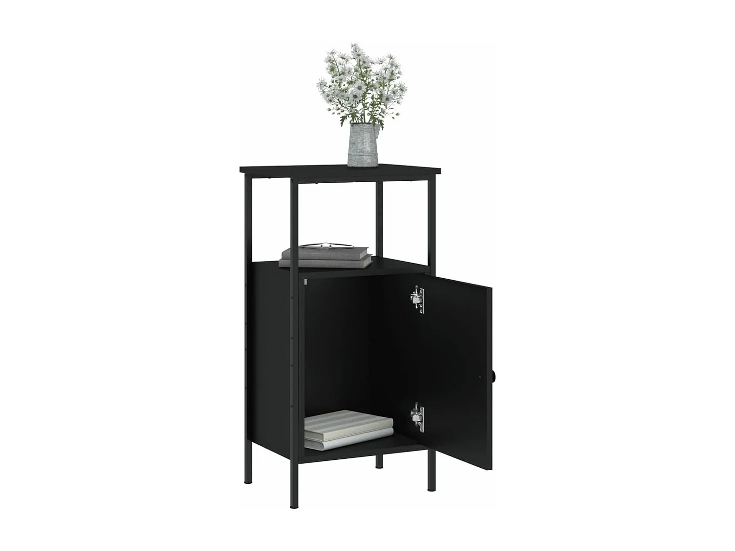 Mesita de noche madera de ingeniería negra 41x31x80 cm