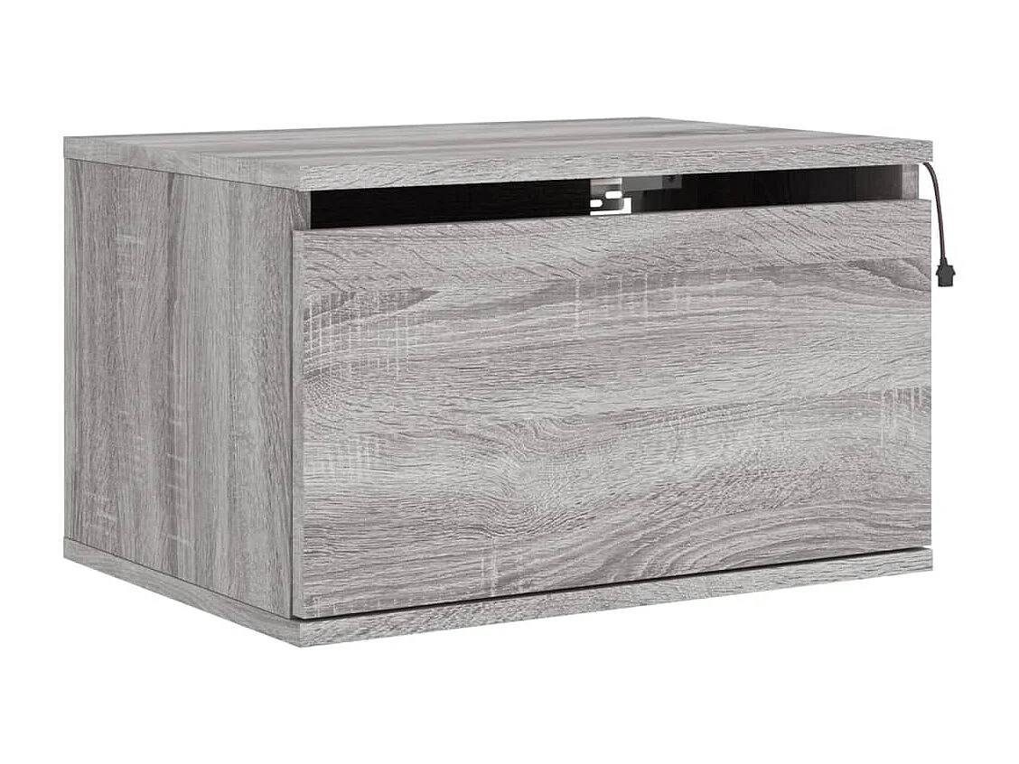 Table de chevet murale avec lumières LED sonoma gris
