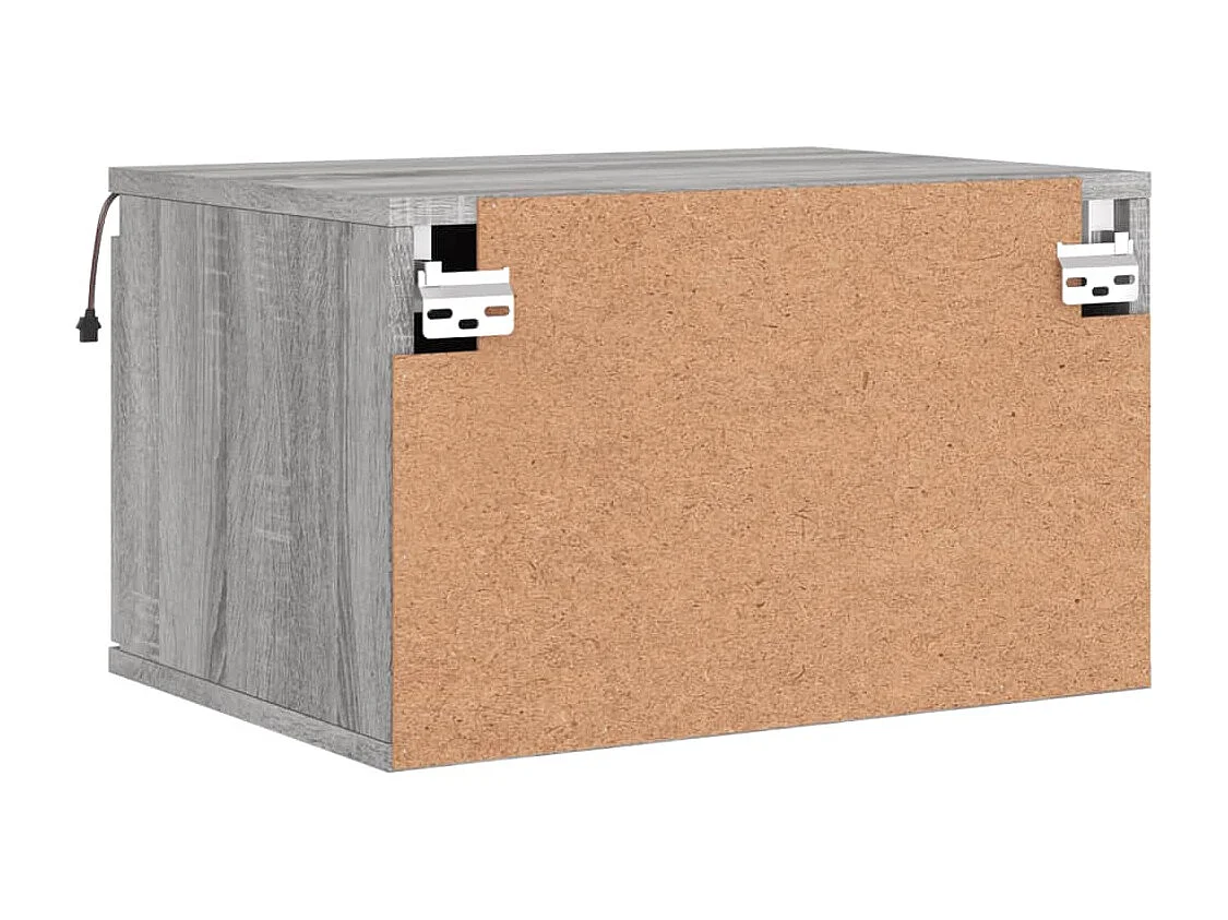 Table de chevet murale avec lumières LED sonoma gris