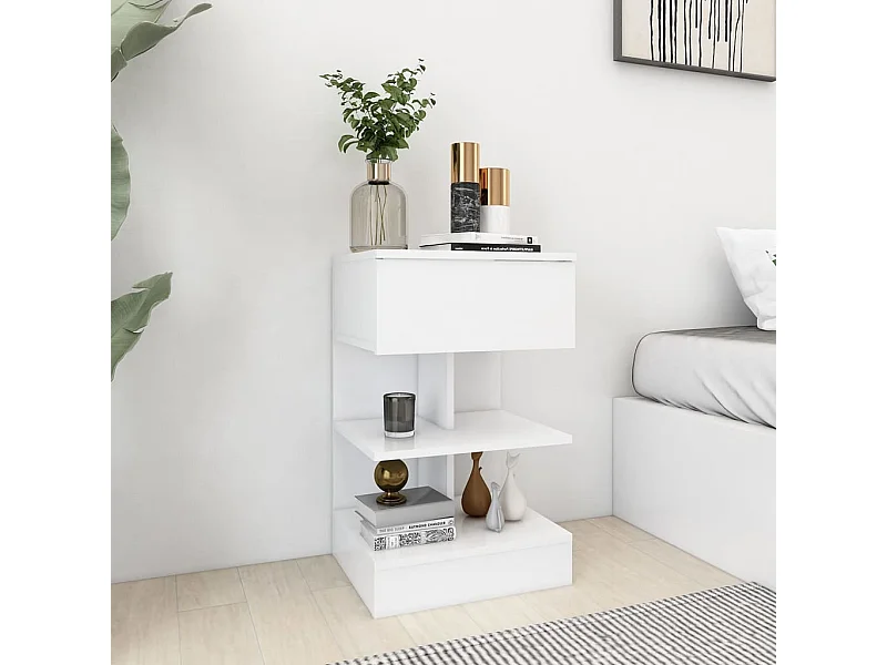 Mesa de cabeceira 40x35x65 cm contraplacado branco