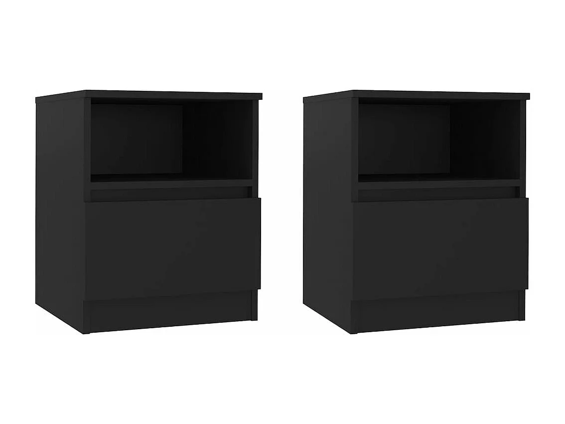 Tables de chevet 2 pièces Noir 40x40x50 cm Aggloméré