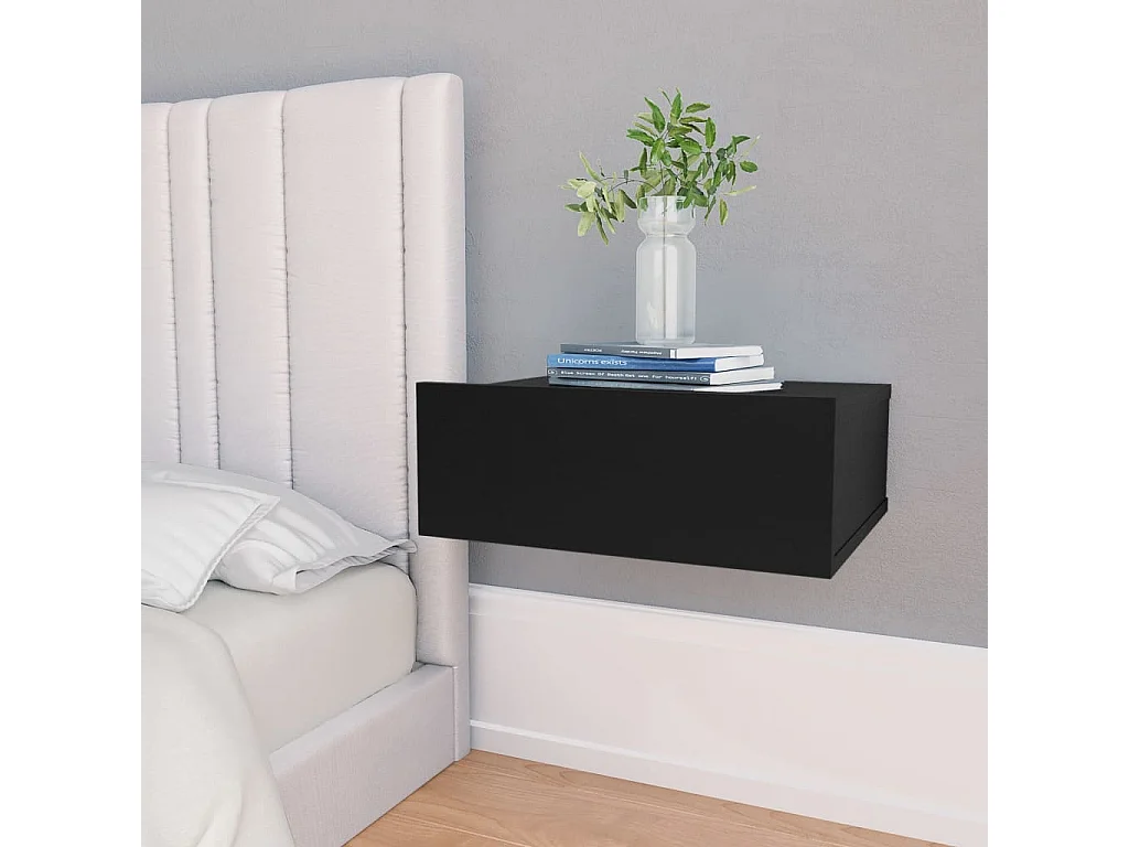 Table de chevet flottante Noir 40x30x15 cm Aggloméré