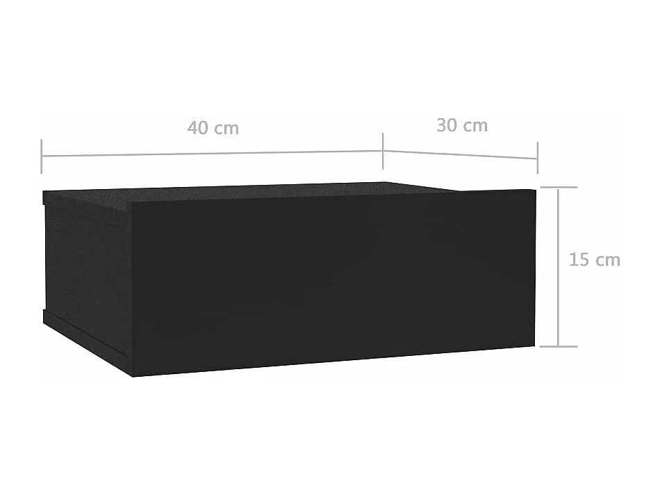 Table de chevet flottante Noir 40x30x15 cm Aggloméré