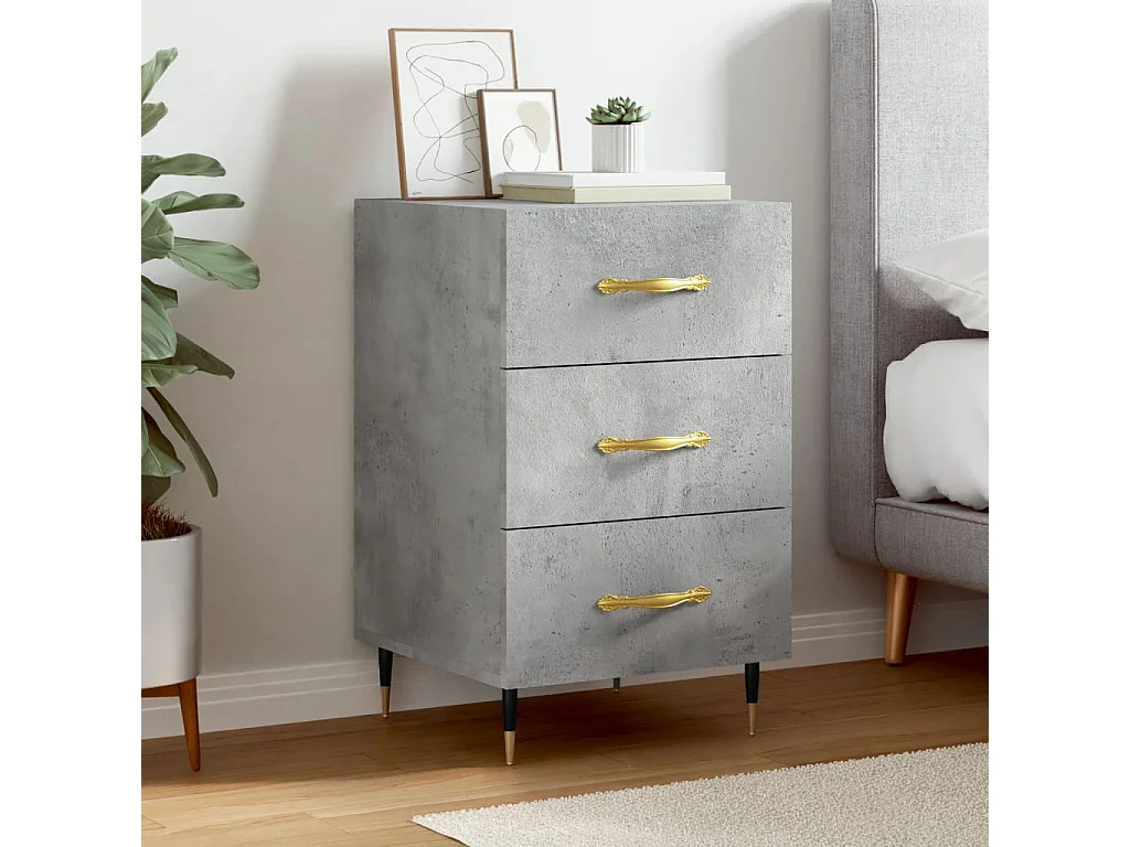 Table de chevet gris béton 40x40x66 cm bois d'ingénierie