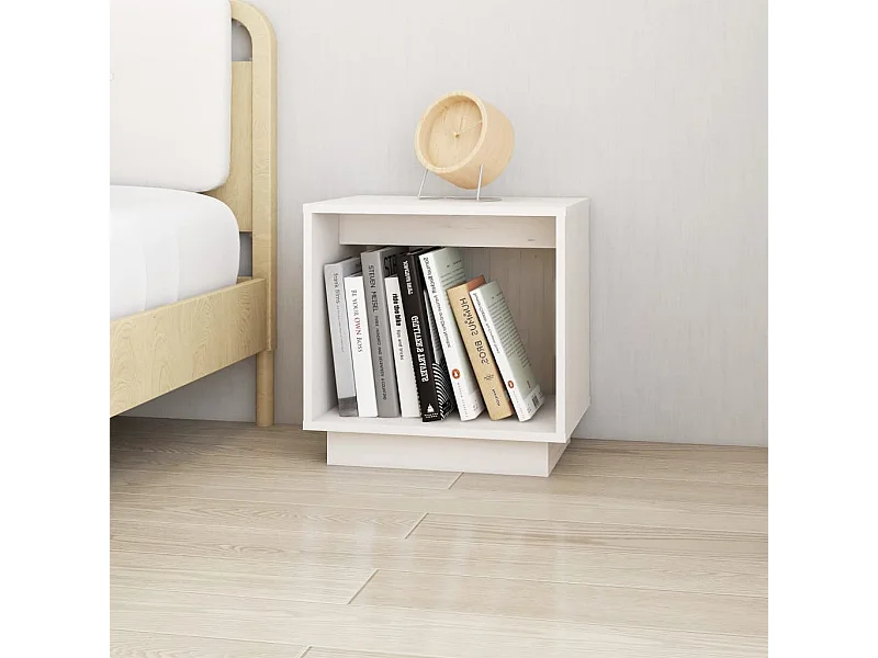 Table de chevet Blanc 40x30x40 cm Bois de pin solide