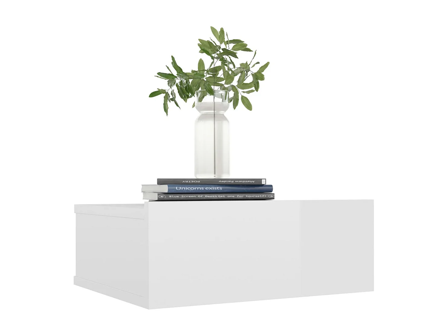 Tables de chevet flottantes 2 pièces Blanc brillant 40x30x15 cm