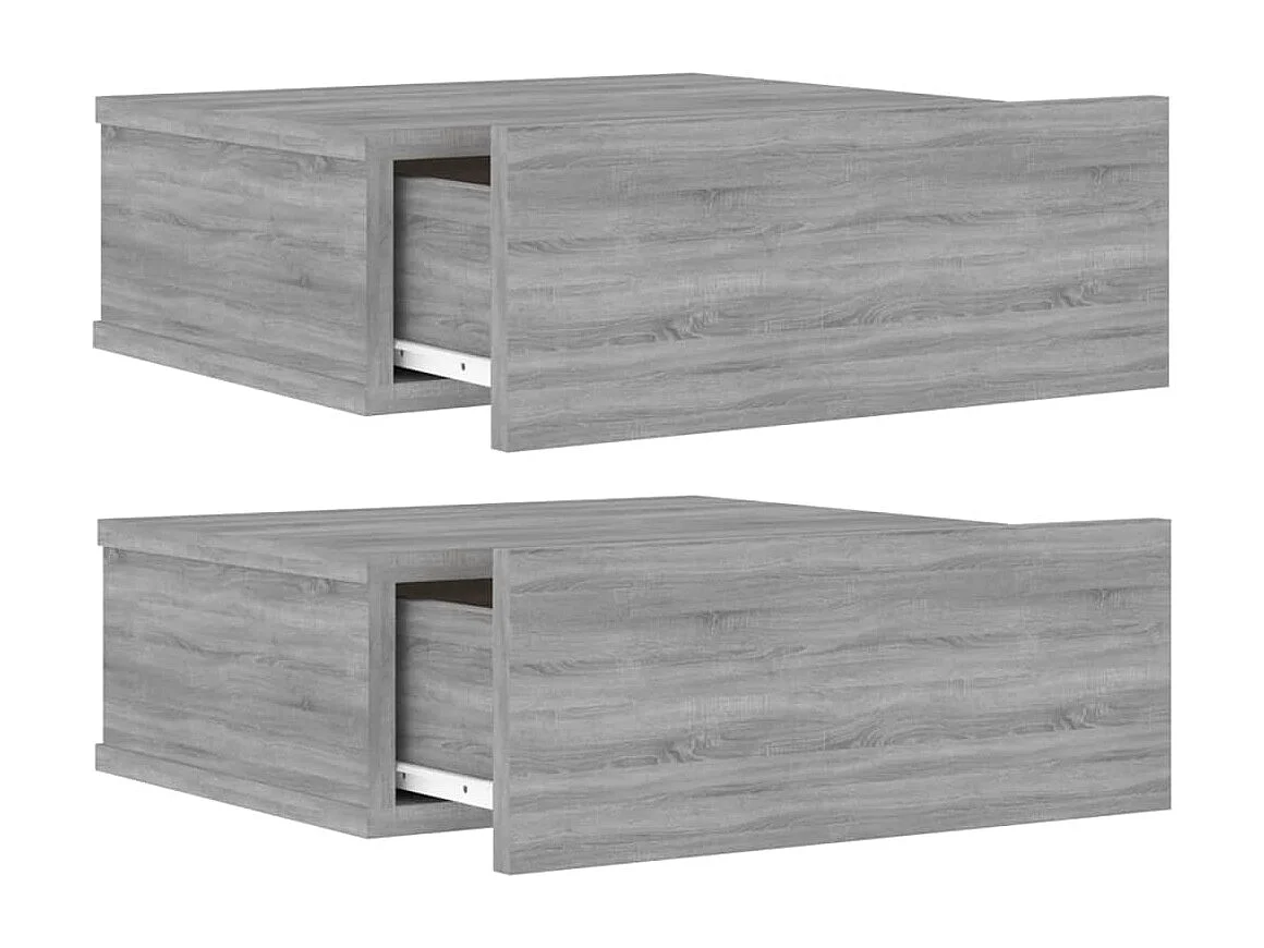 Tables de chevet flottantes 2 pièces Sonoma gris 40x30x15 cm