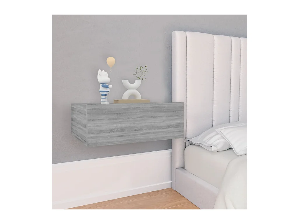 Tables de chevet flottantes 2 pièces Sonoma gris 40x30x15 cm