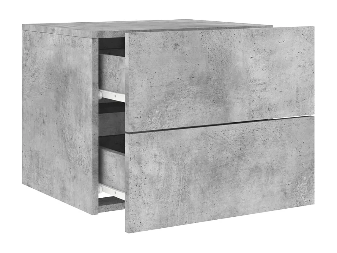 Table de chevet murale avec lumières LED gris béton