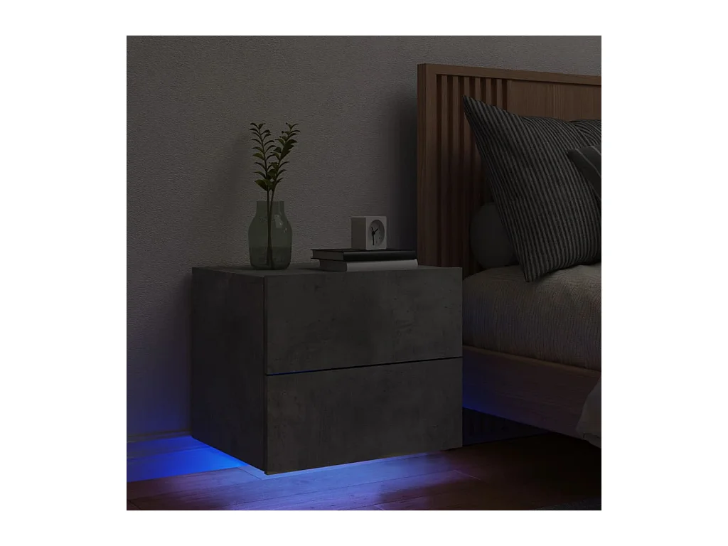 Mesita de noche de pared con luces LED gris hormigón