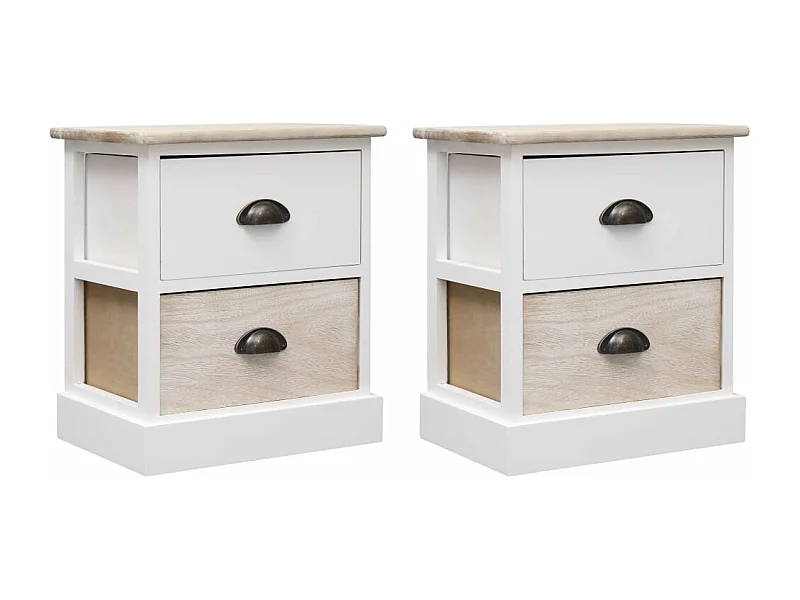 Mesas de cabeceira 38x28x45 cm 2 peças paulownia branco e natural