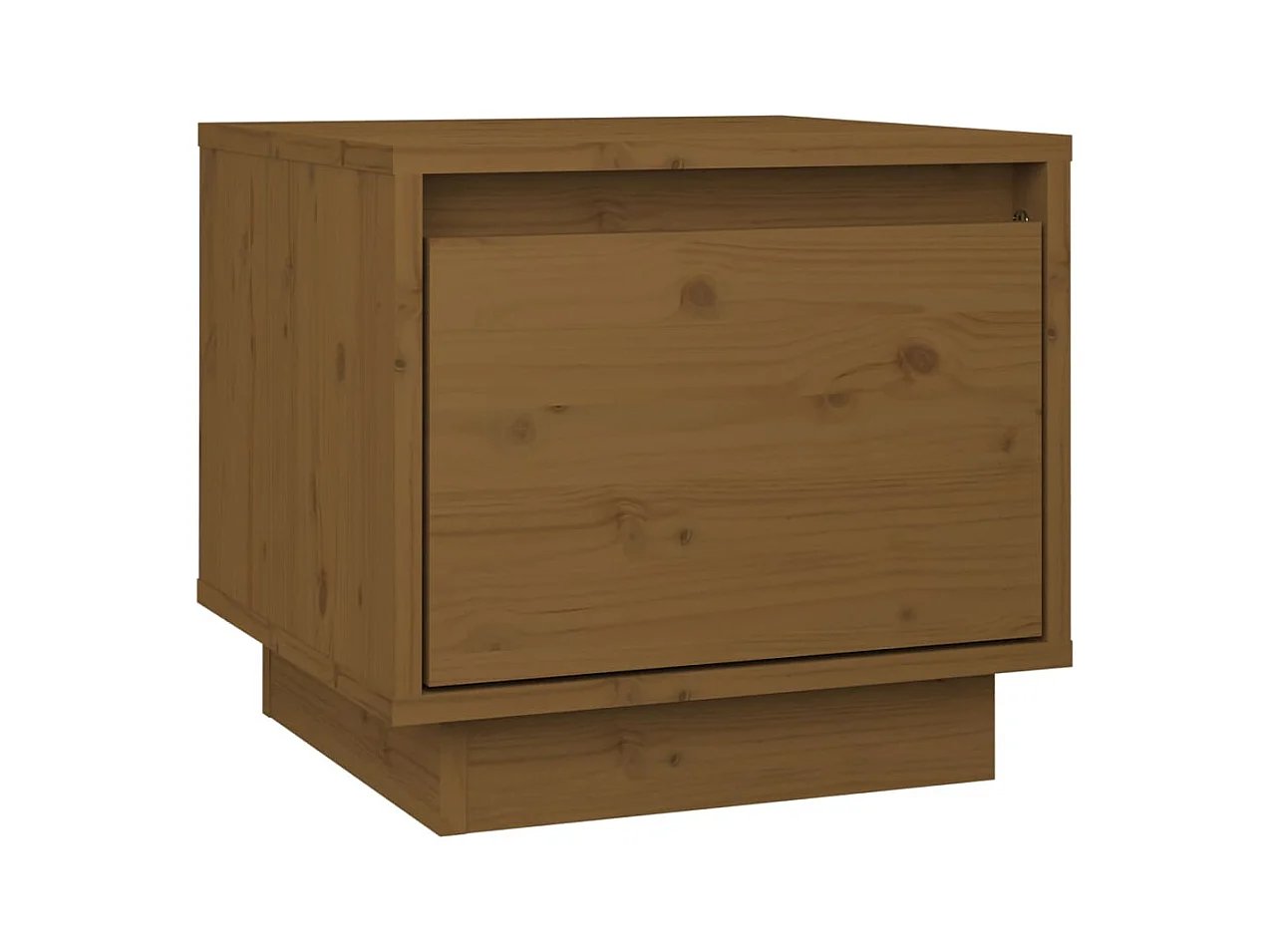 Mesita de noche madera maciza de pino marrón miel 35x34x32 cm