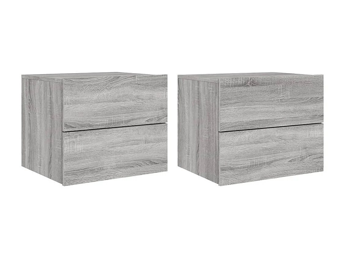 Tables de chevet murales avec lumières LED 2 pièces sonoma gris