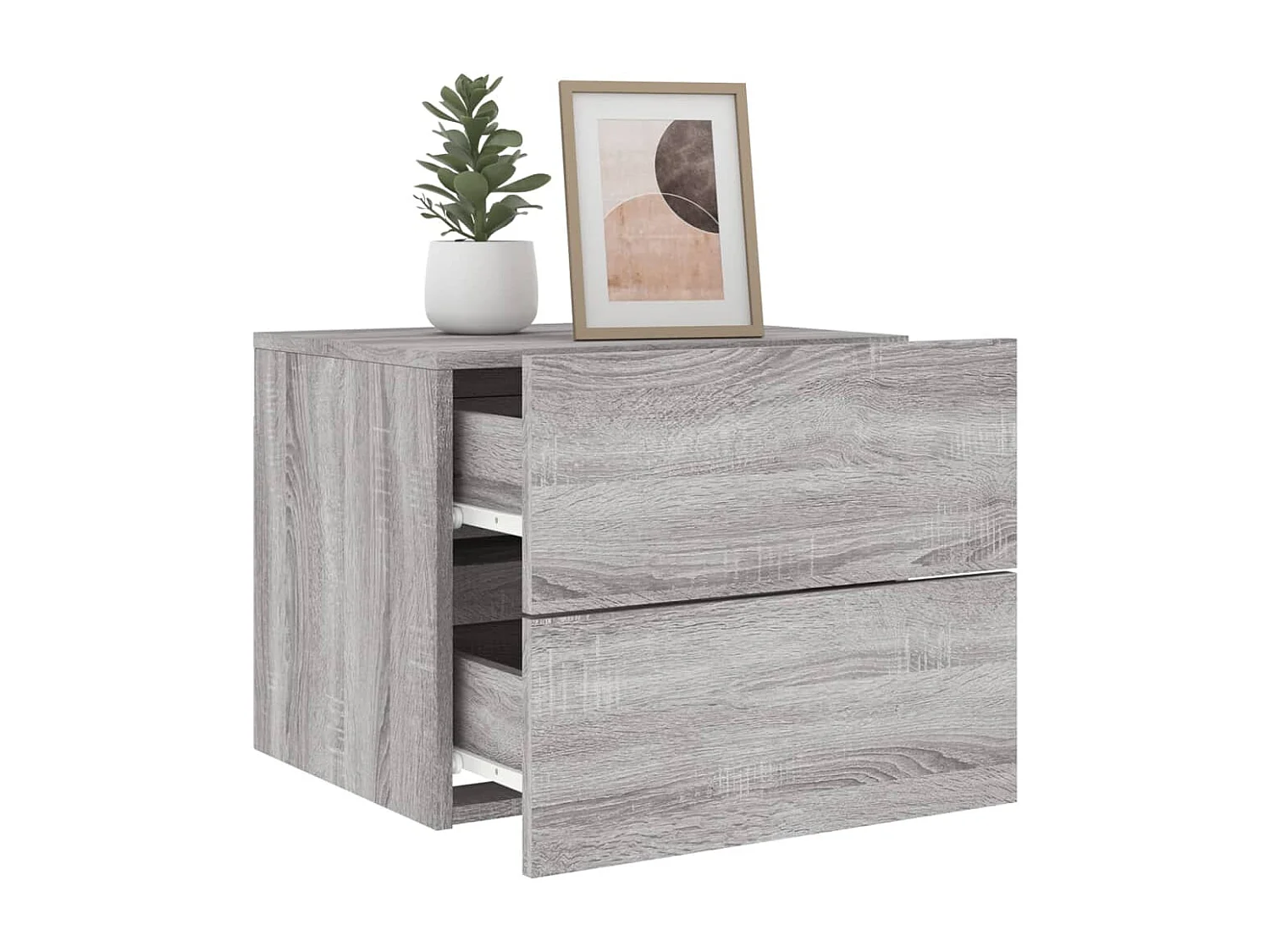 Tables de chevet murales avec lumières LED 2 pièces sonoma gris