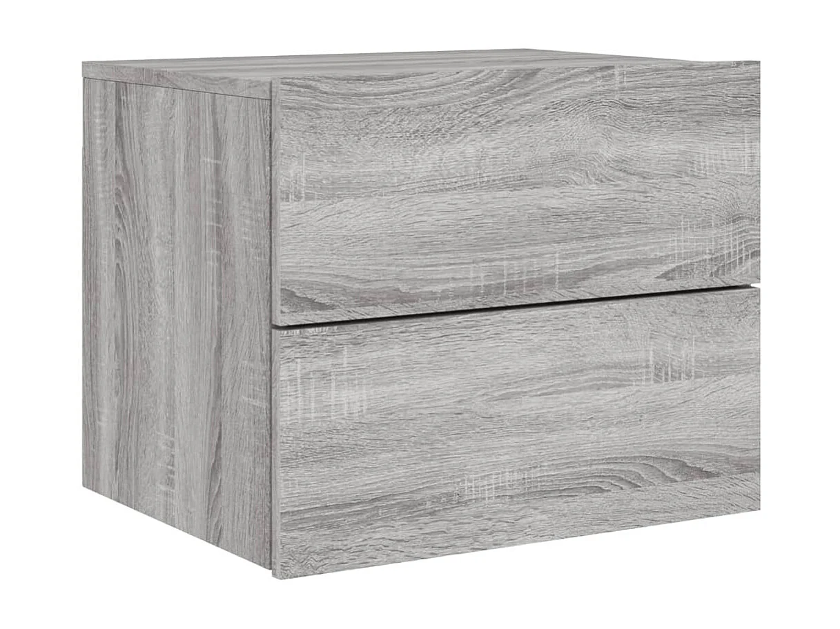 Mesitas de noche de pared con luces LED 2 unidades gris Sonoma