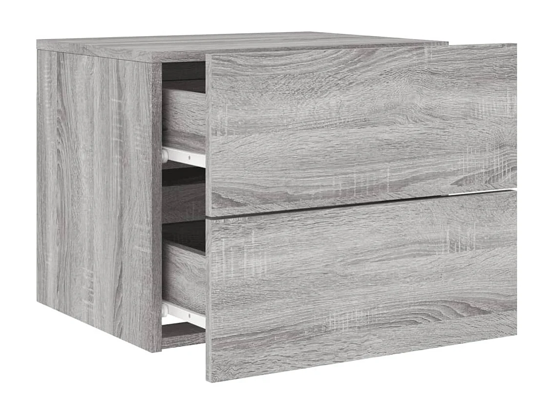 Mesitas de noche de pared con luces LED 2 unidades gris Sonoma