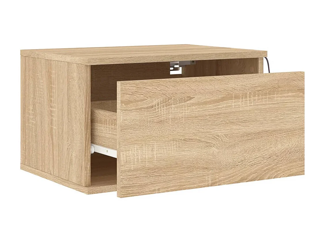 Table de chevet murale avec lumières LED chêne sonoma