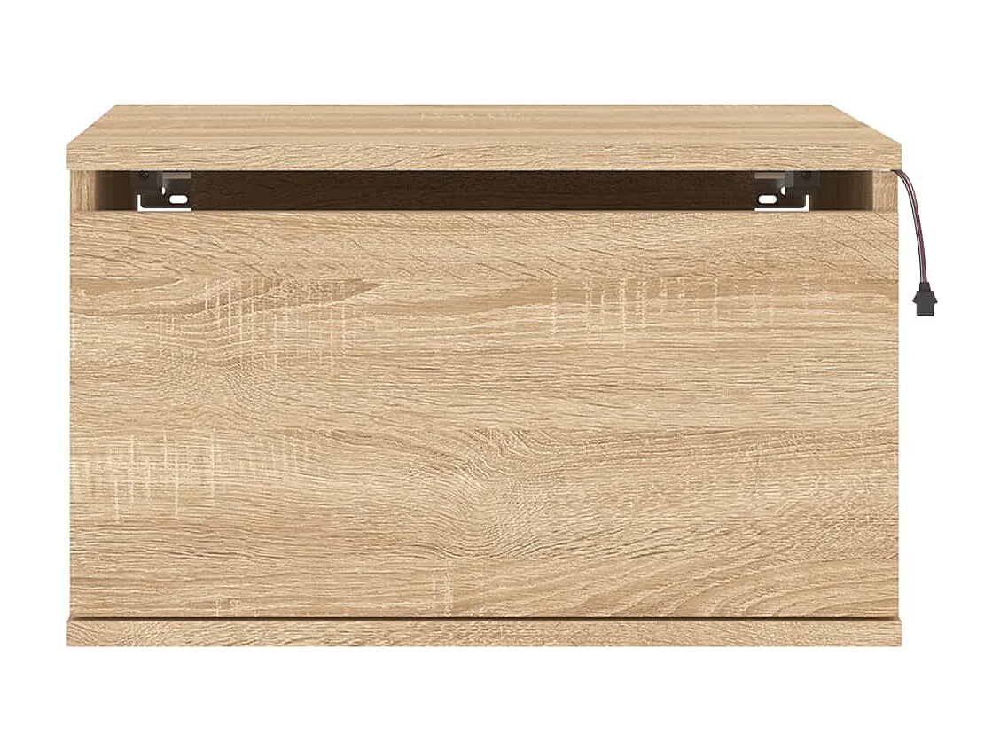 Mesita de noche de pared con luces LED roble Sonoma