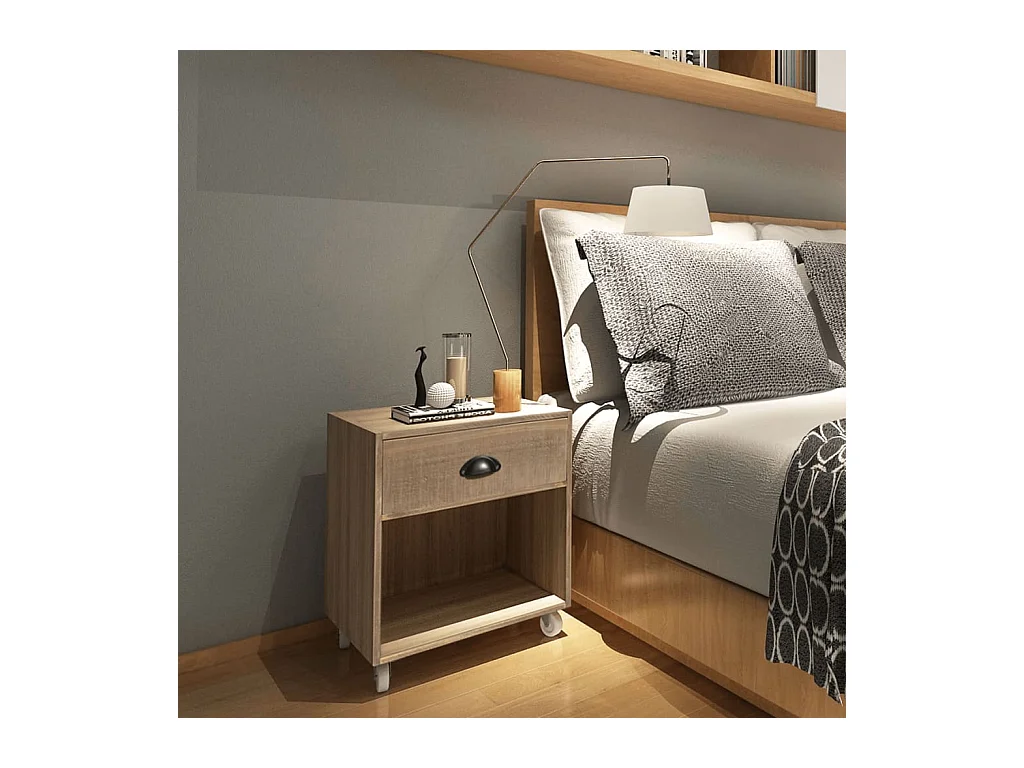Table de chevet Bois massif marron