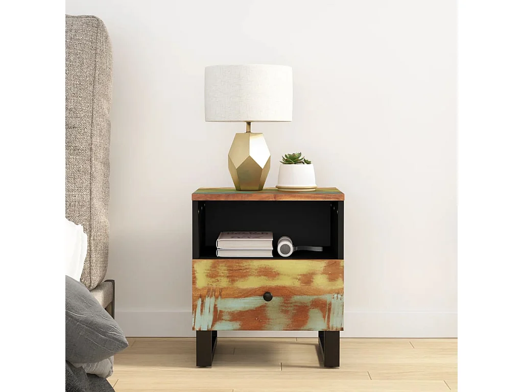 Tables de chevet 2 pièces Bois de récupération et d'ingénierie