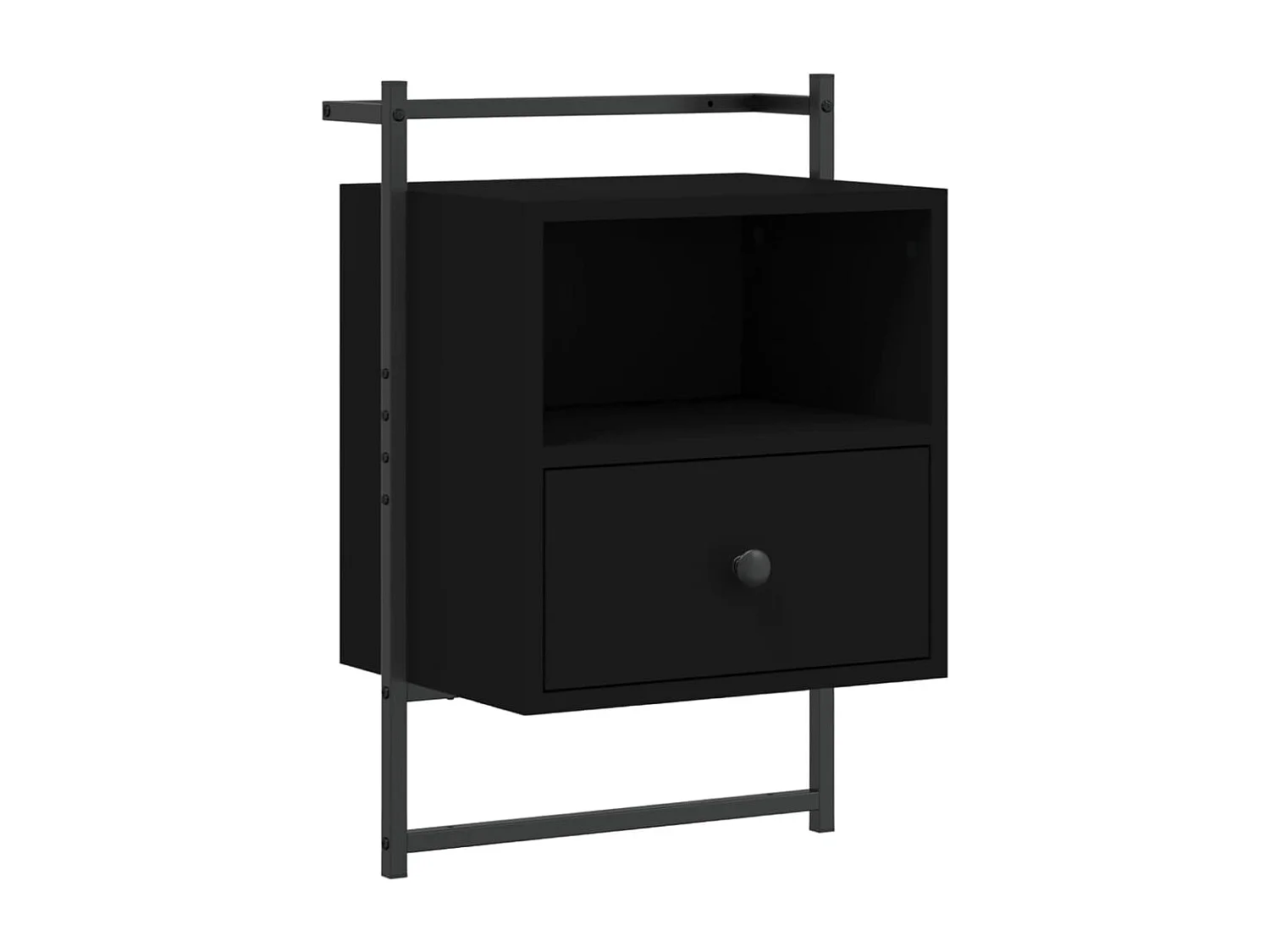 Table de chevet murale noir 40x30x61 cm bois d'ingénierie