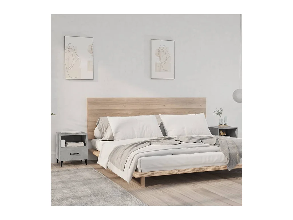Mesitas de noche 2 unidades madera contrachapada gris hormigón