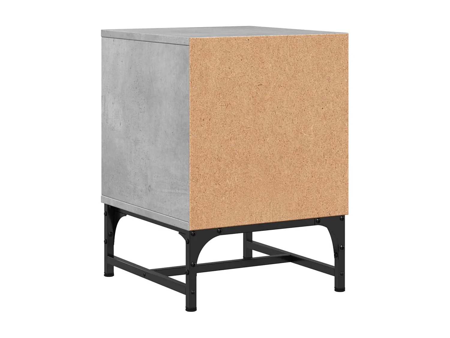 Table de chevet avec porte en verre gris béton 35x37x50 cm