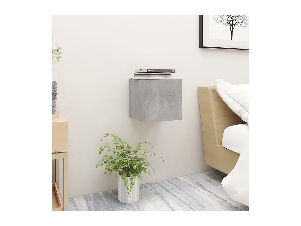 Mesa de cabeceira 30,5x30x30 cm contraplacado cinzento cimento
