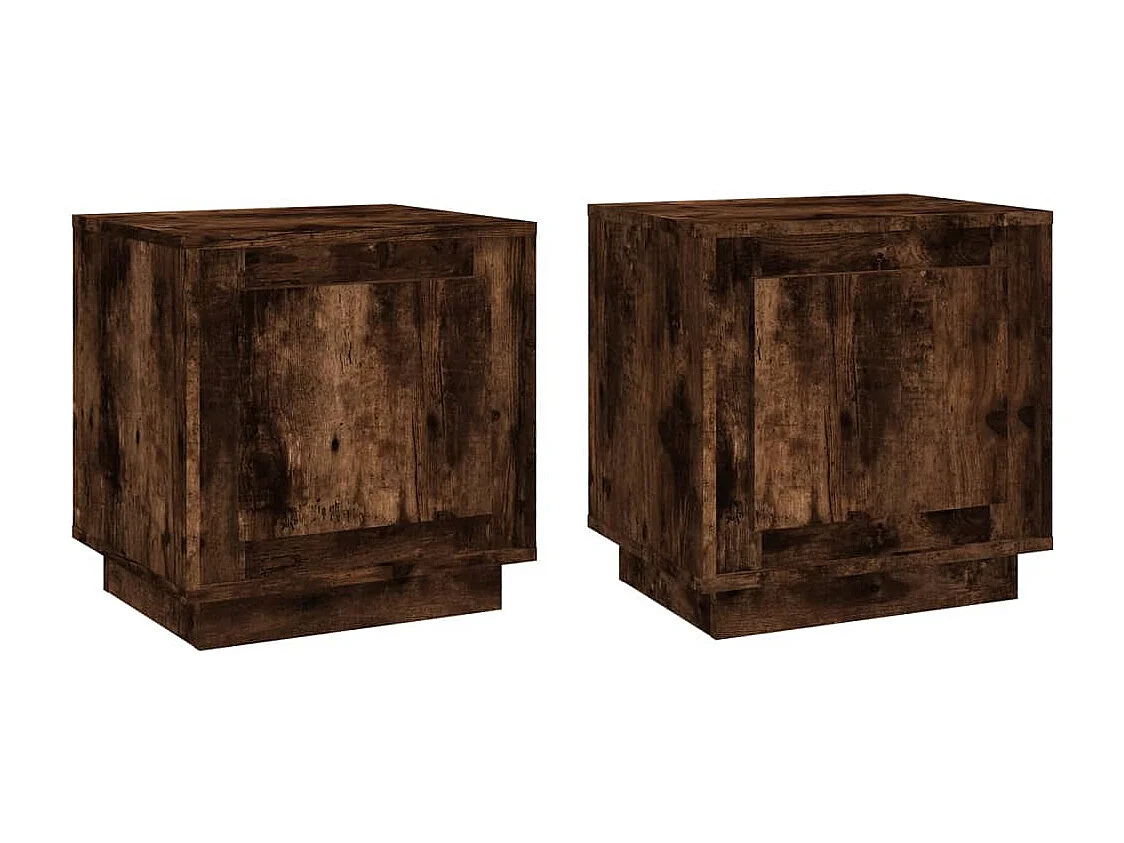 Tables de chevet 2 pièces chêne fumé 44x35x45 cm bois d'ingénierie