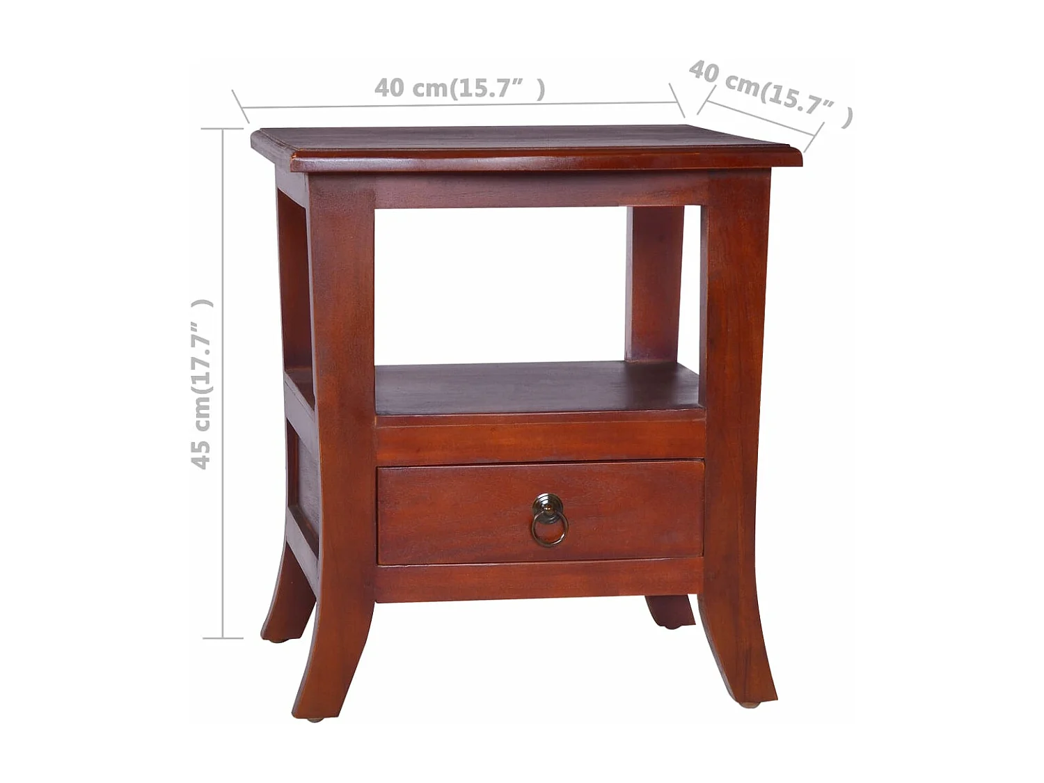 Table de chevet Marron classique Bois d'acajou massif