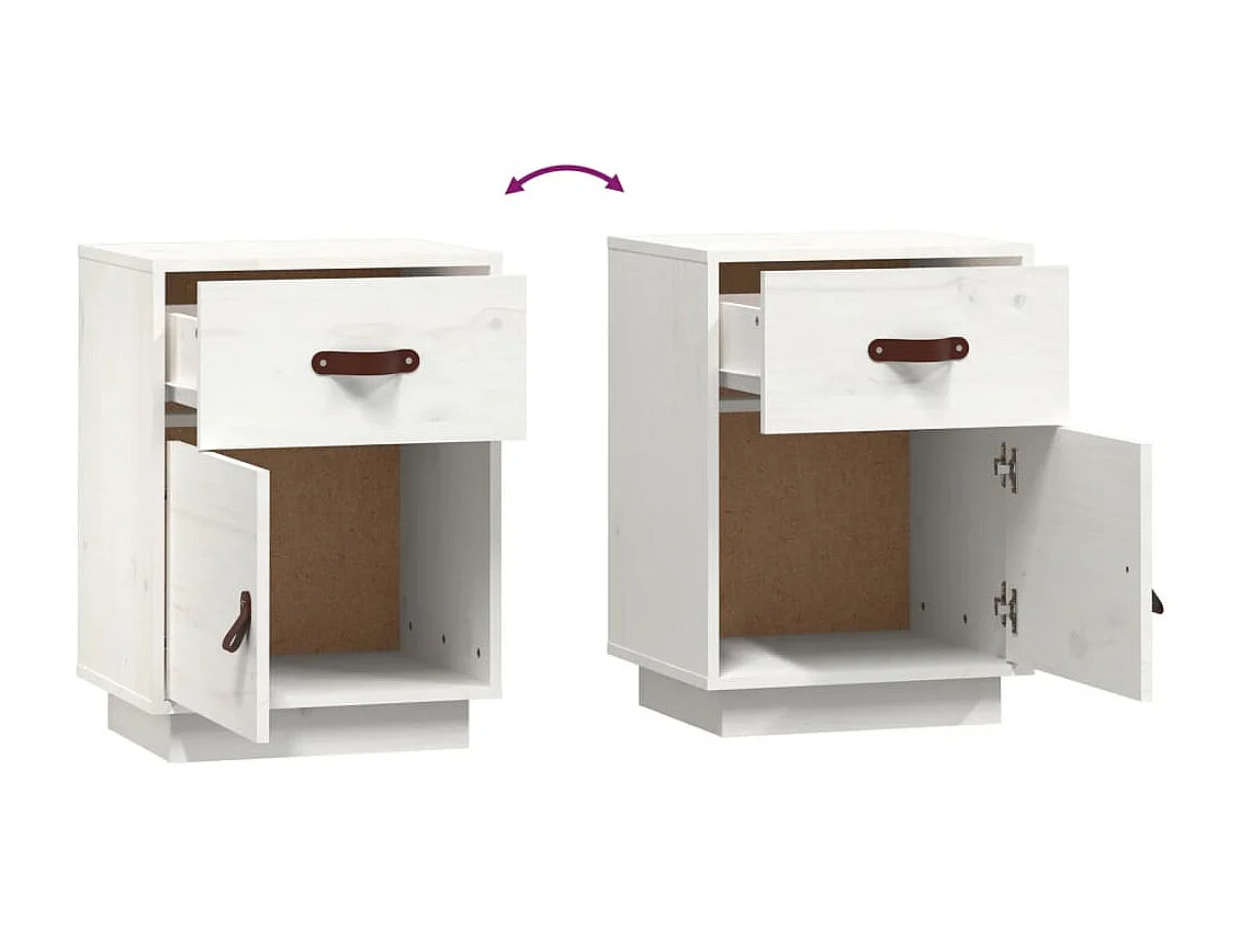 Mesa de cabeceira 40x34x55 cm madeira de pinho maciça branco