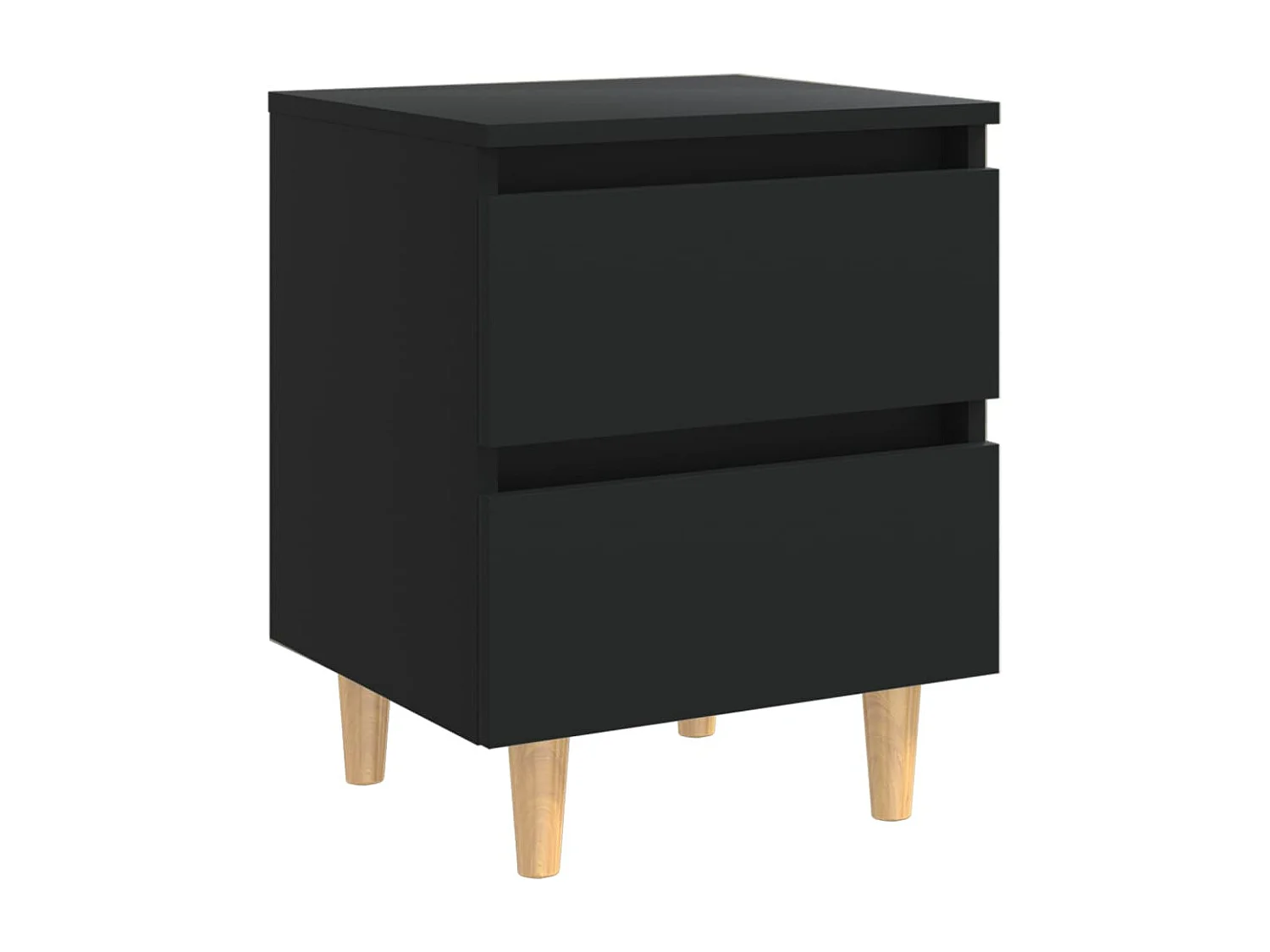 Tables de chevet avec pieds en pin 2 pièces Noir 40x35x50 cm