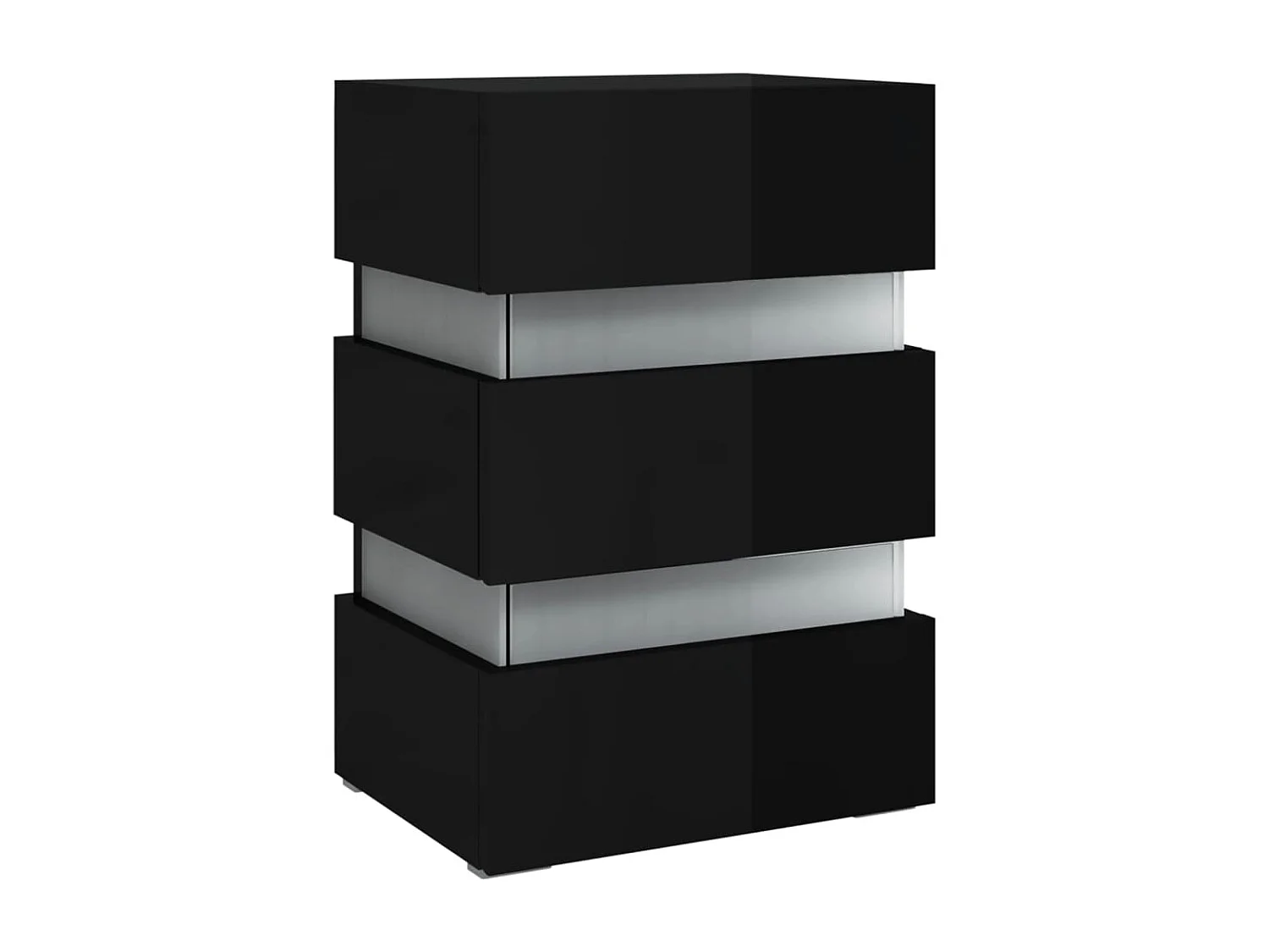 326846  Nachtkastje LED 45x35x67 cm bewerkt hout hoogglans zwart