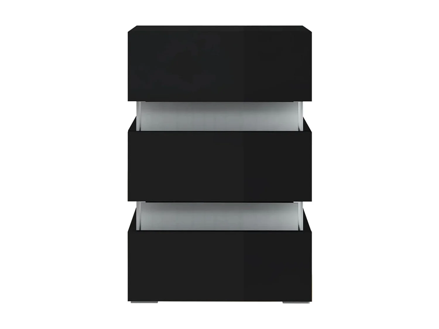 Table de chevet à LED Noir brillant 45x35x67 cm bois ingénierie