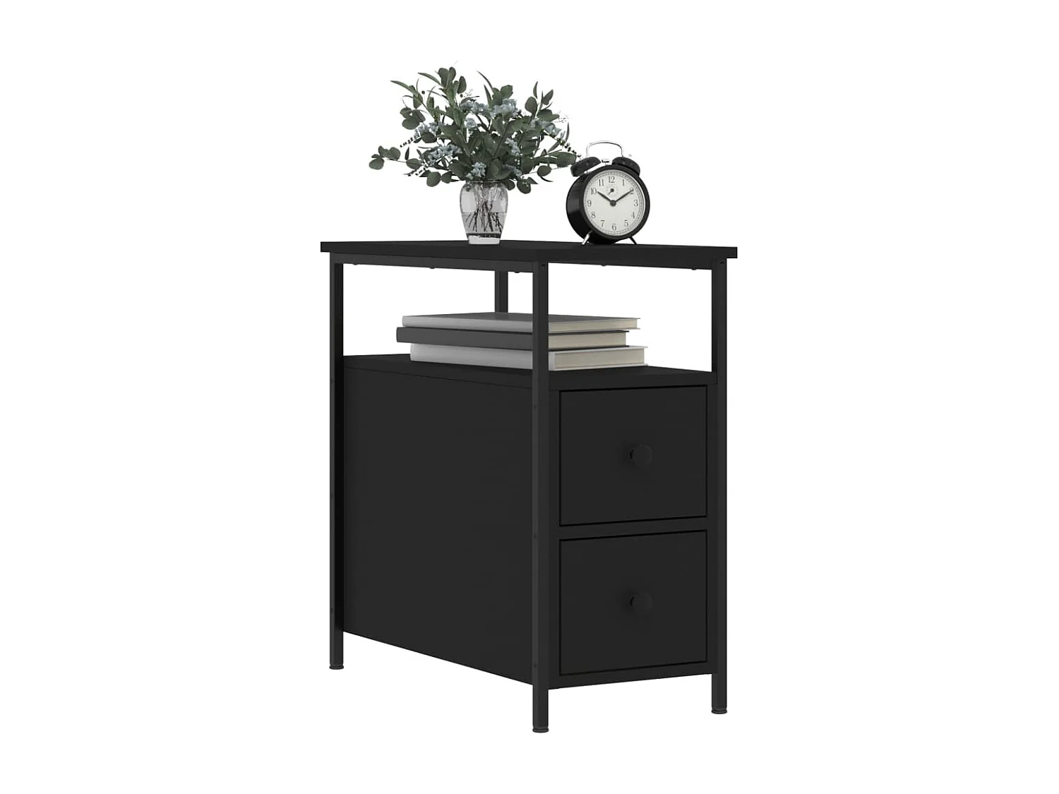 Table de chevet noir 30x60x60 cm bois d’ingénierie