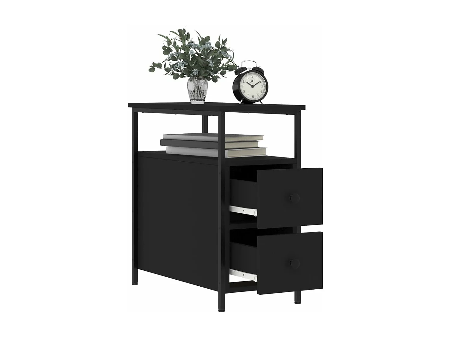 Table de chevet noir 30x60x60 cm bois d’ingénierie