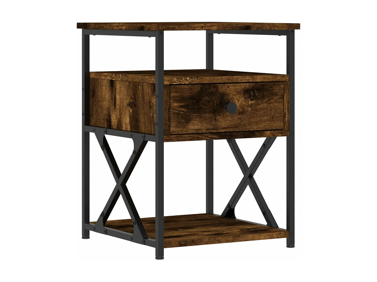 Table de chevet chêne fumé 40x42x55 cm bois d'ingénierie