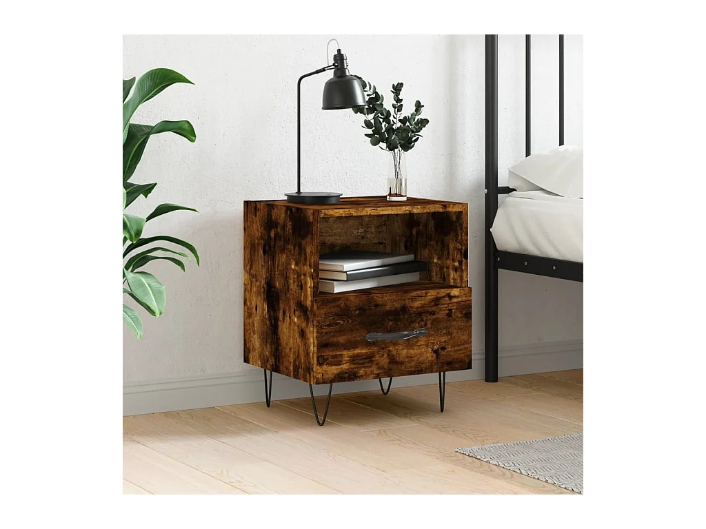 Mesa cabeceira 40x35x47,5 cm derivados madeira carvalho fumado