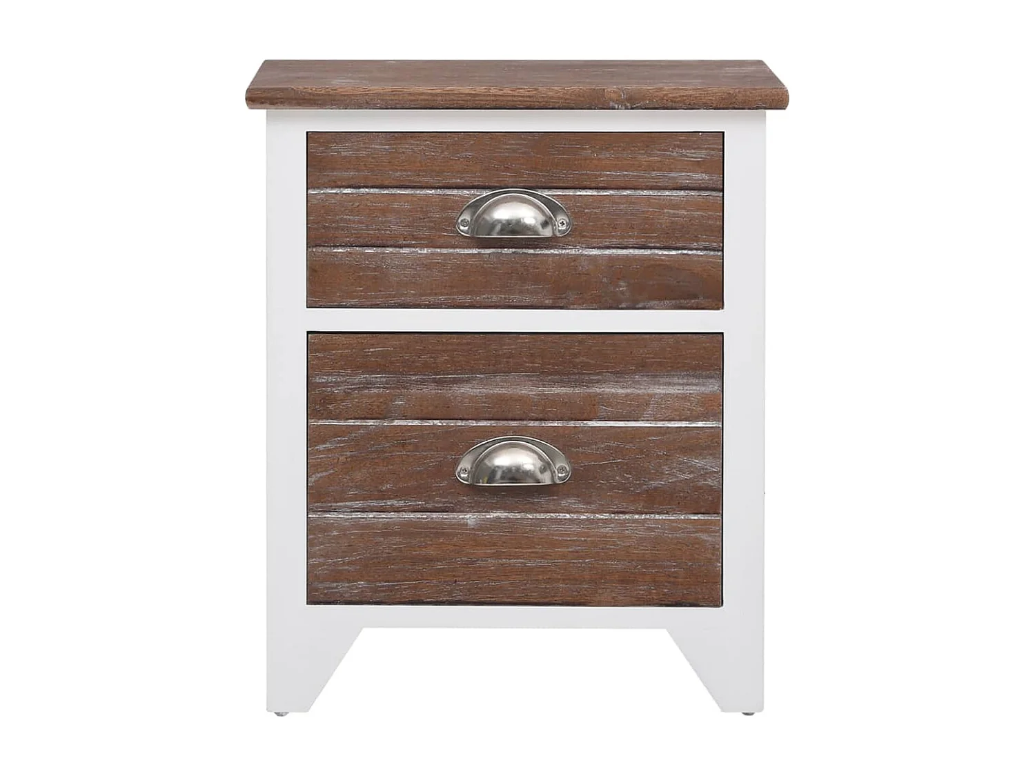 Mesa de cabeceira com 2 gavetas 2 peças castanho e branco