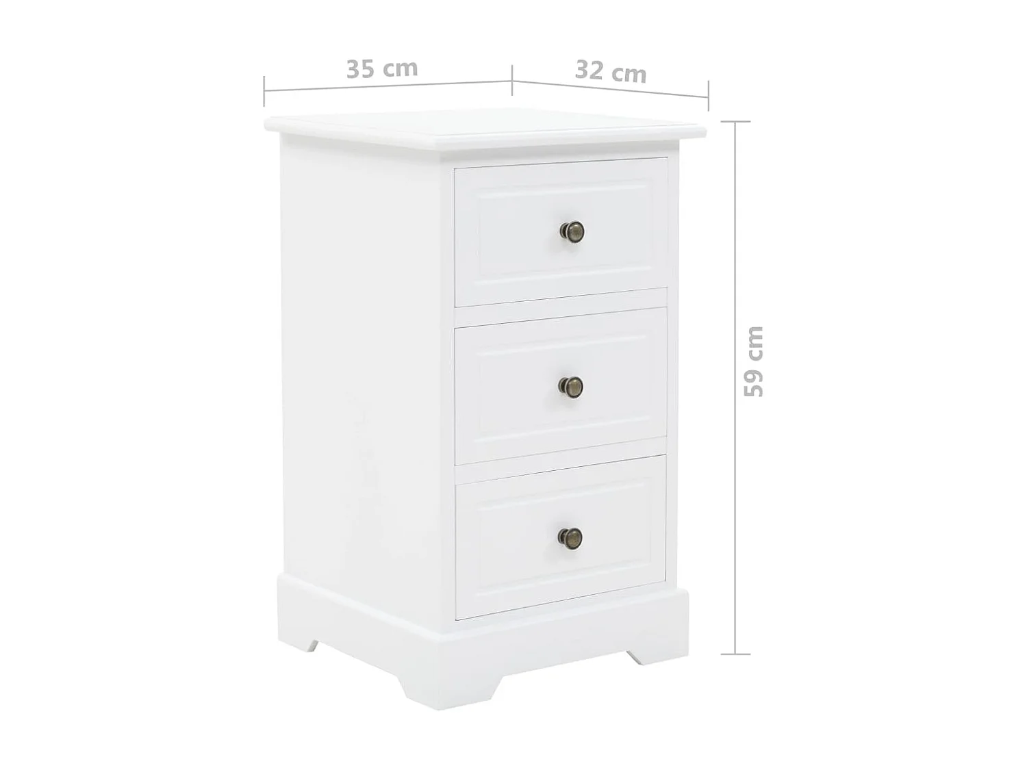 Table de chevet MDF et Bois de pin 35 x 32 x 59 cm