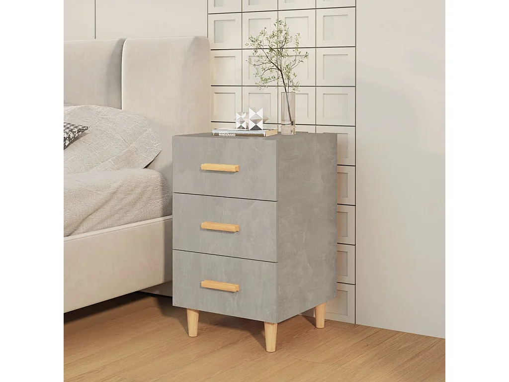 Table de chevet gris béton 40x40x66 cm bois d'ingénierie