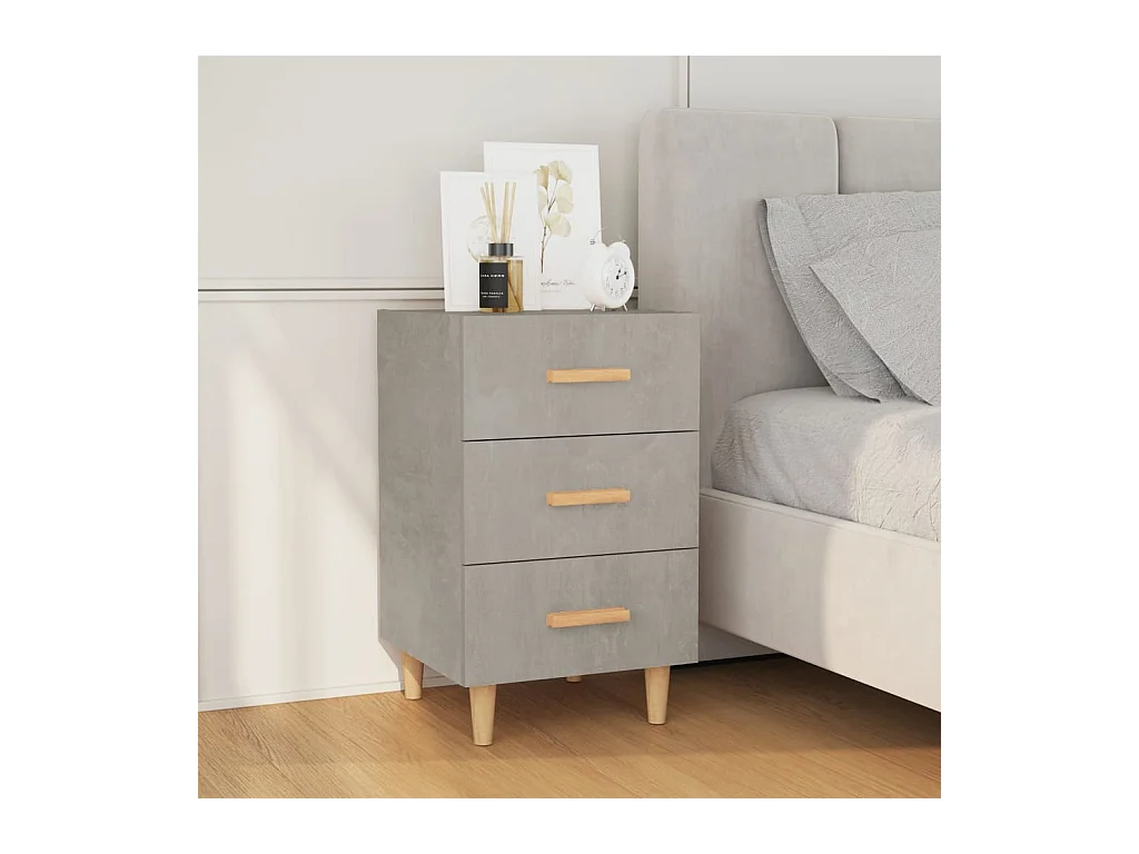 Table de chevet gris béton 40x40x66 cm bois d'ingénierie
