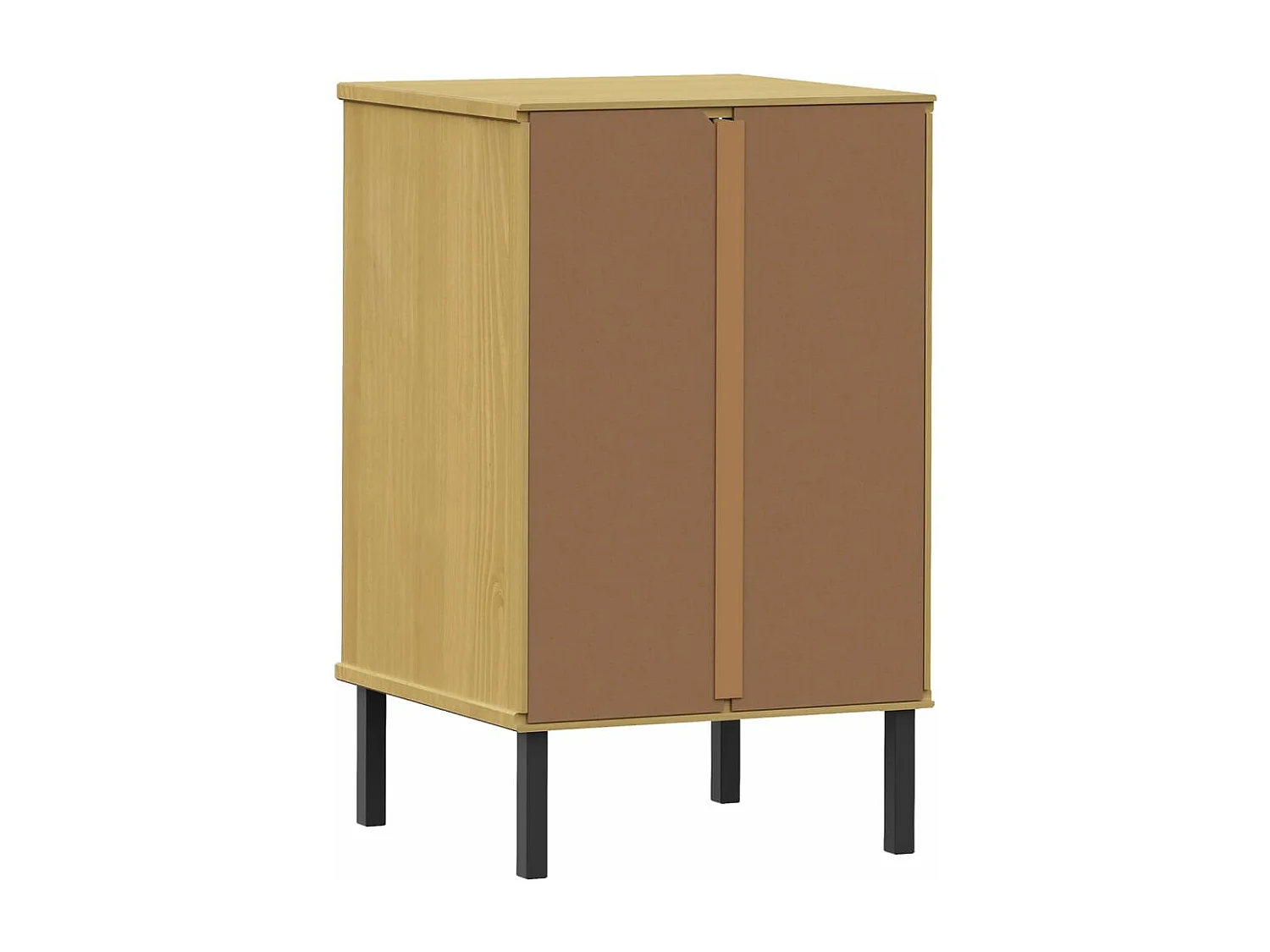 Mesa cabeceira c/ pernas de metal OSLO pinho maciço castanho