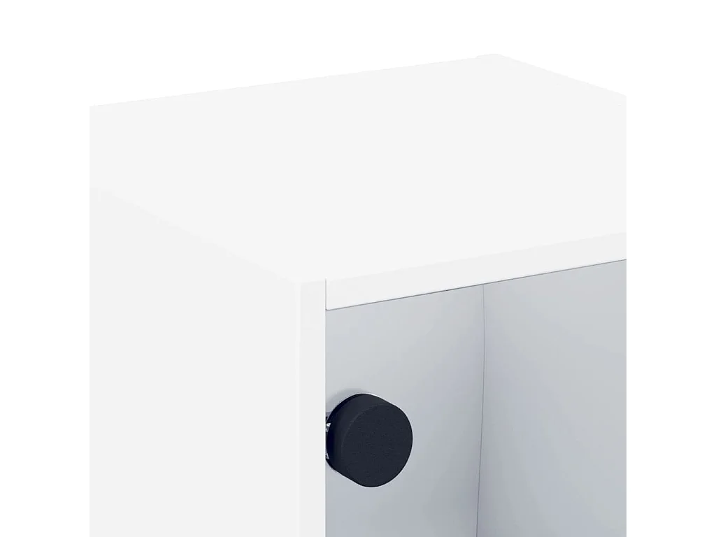 Tables de chevet avec portes en verre 2 pièces blanc 35x37x35 cm