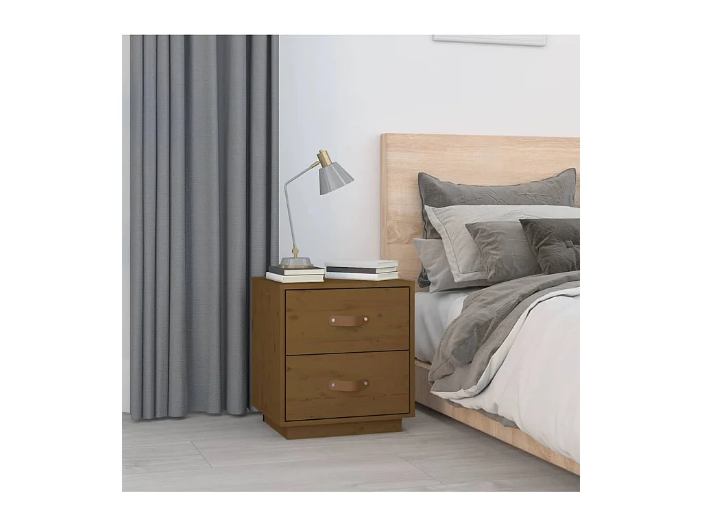 Table de chevet Marron miel 40x34x45 cm Bois de pin massif