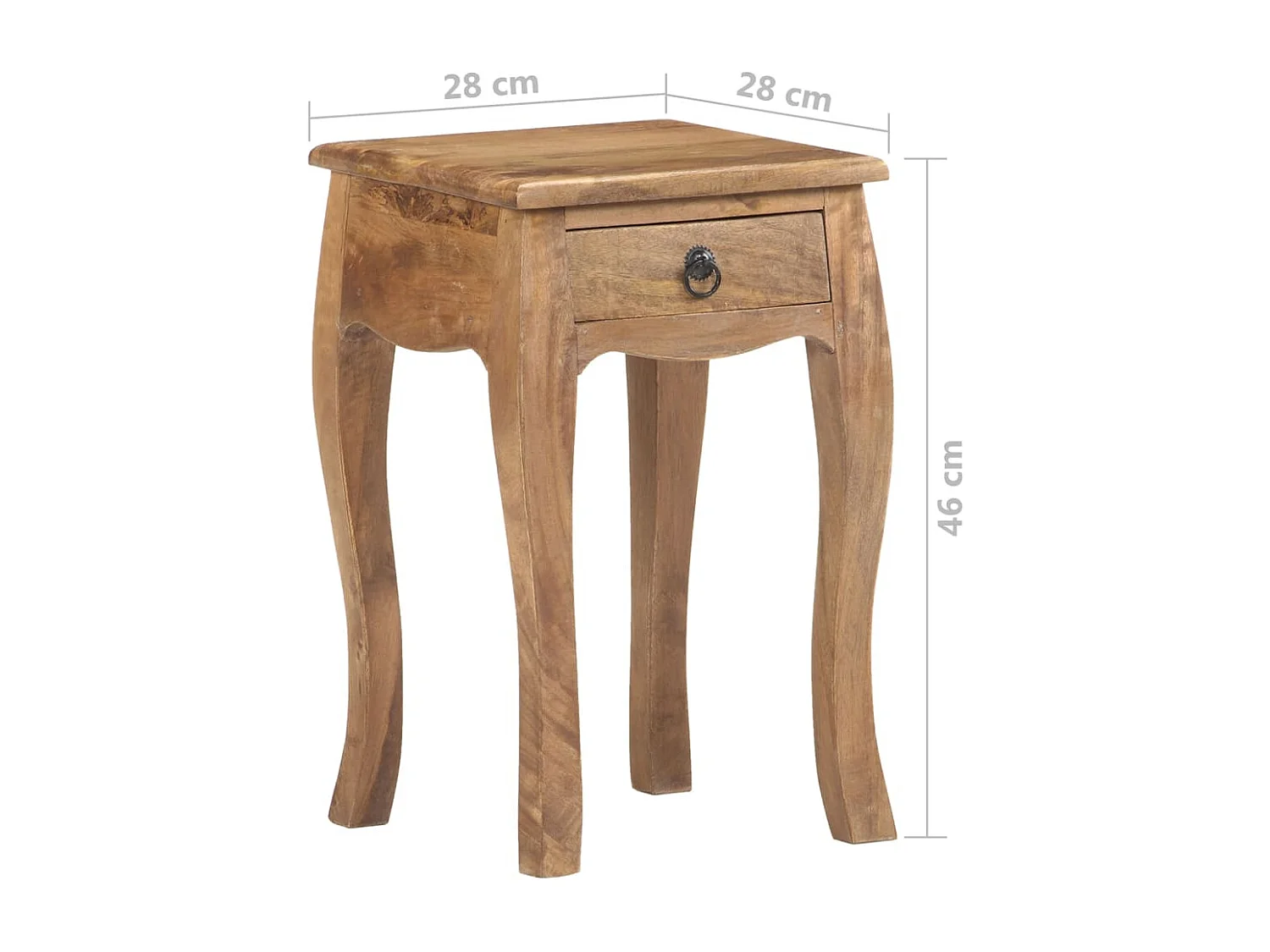 Table de chevet 28x28x46 cm Bois de manguier massif