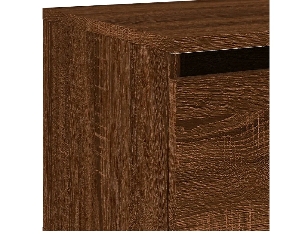 Table de chevet murale avec lumières LED chêne marron