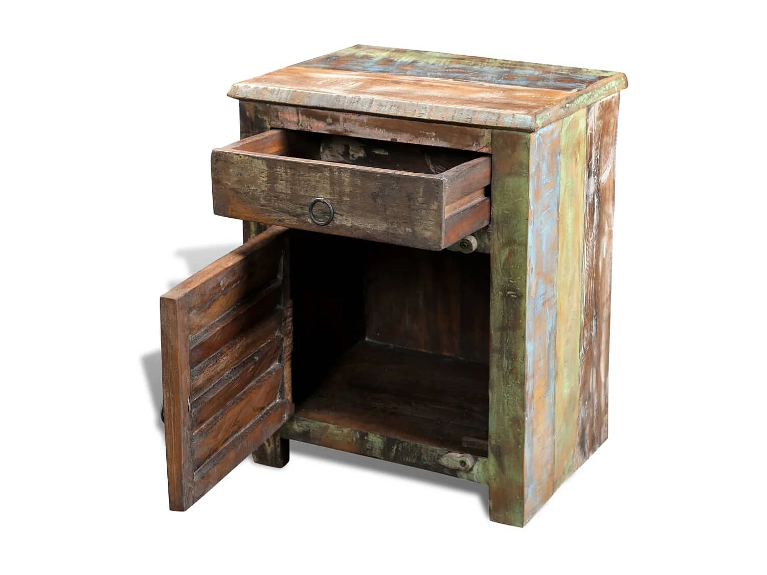 Table de coin avec 1 tiroir et 1 porte Bois de récupération