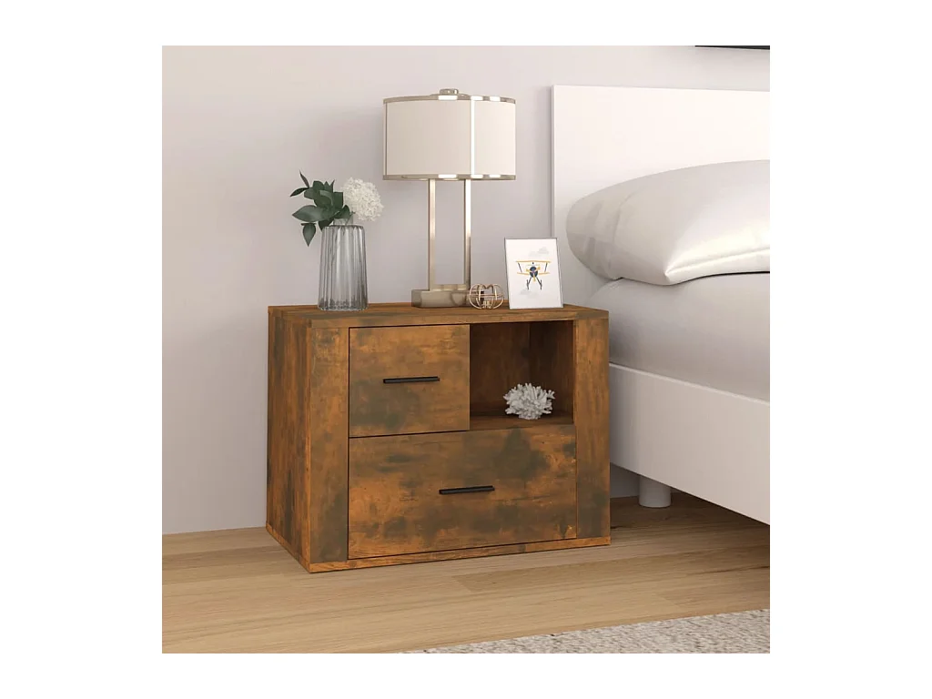 Table de chevet Chêne fumé 60x36x45 cm Bois d'ingénierie